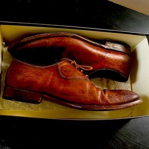 Zenobi Mens Oxfords Lace Up Brown Leather Dress Shoes Sz 45 Eu 11 US